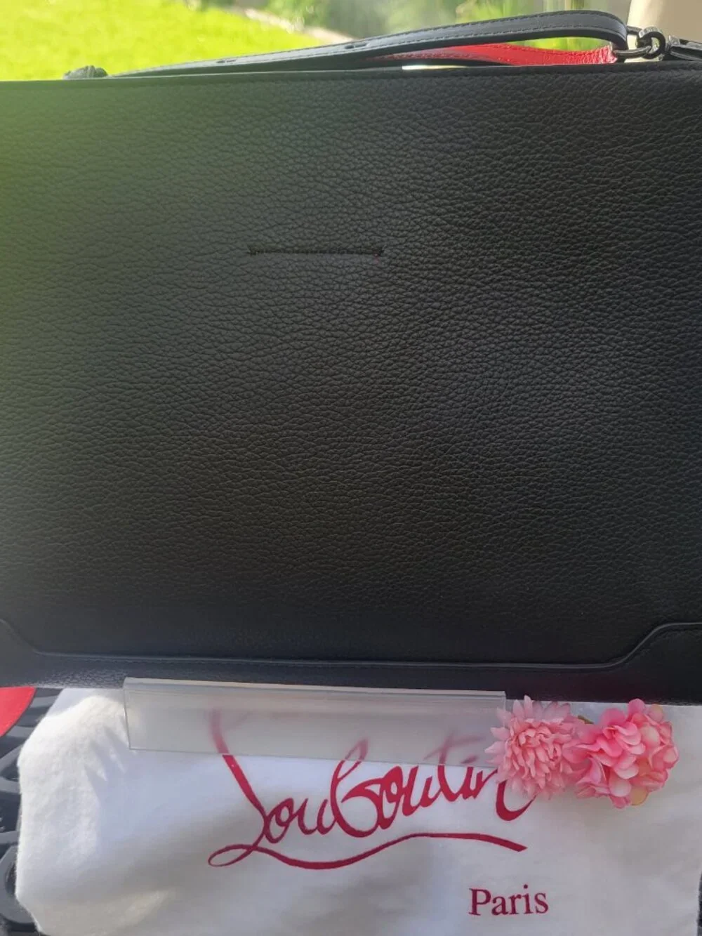Christian Louboutin Black Studded Leather Crossbody/Clutch "'AUTHENTIC" - Picture 7 of 14